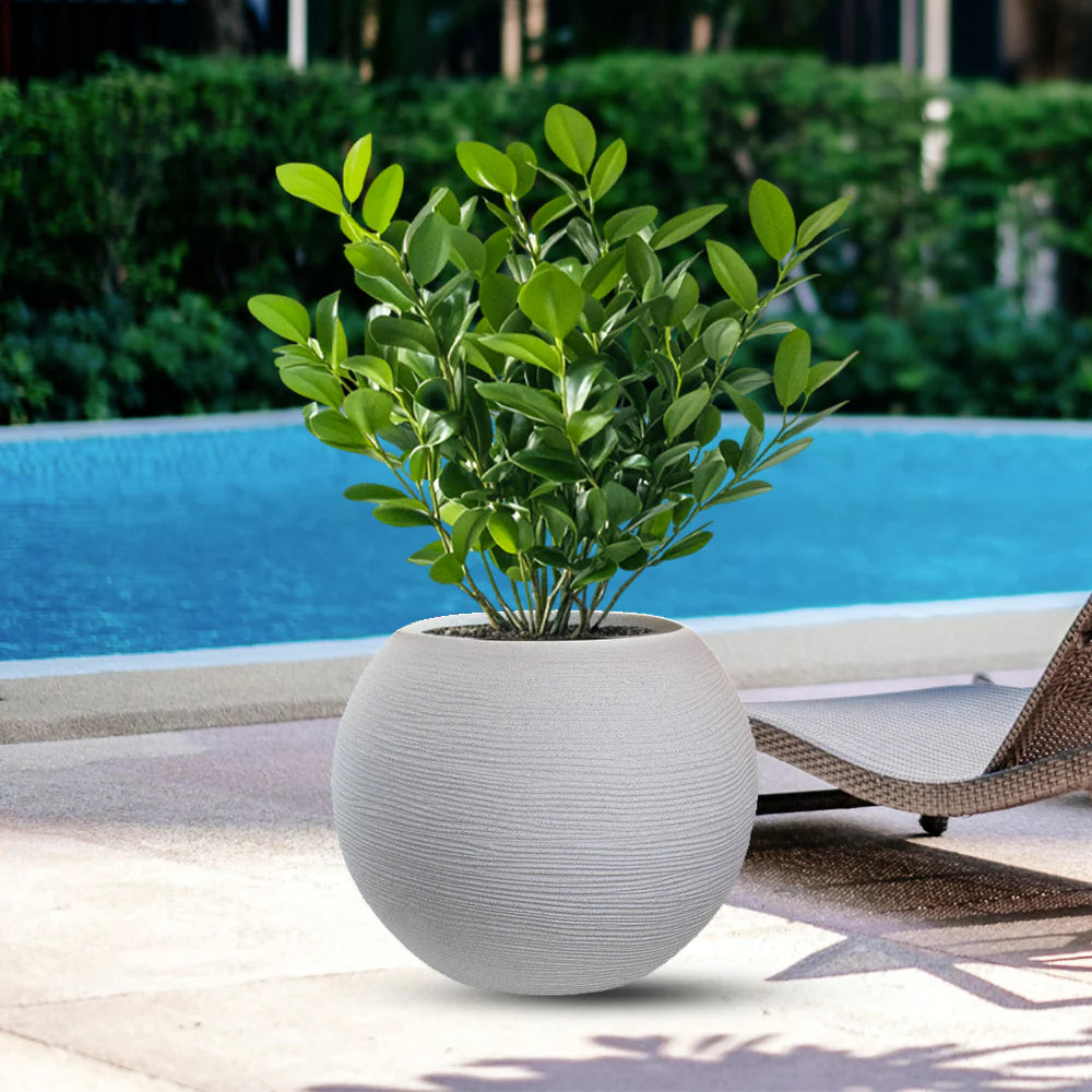 divina garden vaso in resina da esterno interno per piante tondo a sfera di design d 40x33h botticelli beige ean 8056157808978