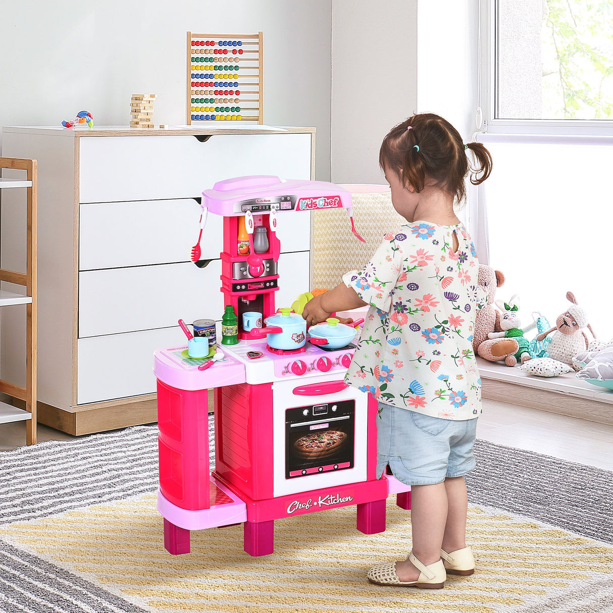 easycomfort easycomfort cucina giocattolo per bambini con 38 accessori inclusi con luci e suoni realistici 78x29x87 cm rosa