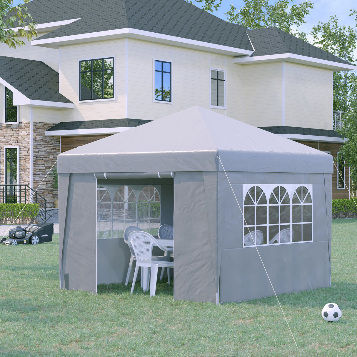 easycomfort easycomfort gazebo pieghevole 3x3 m con altezza regolabile con design pop up e finestre bianco