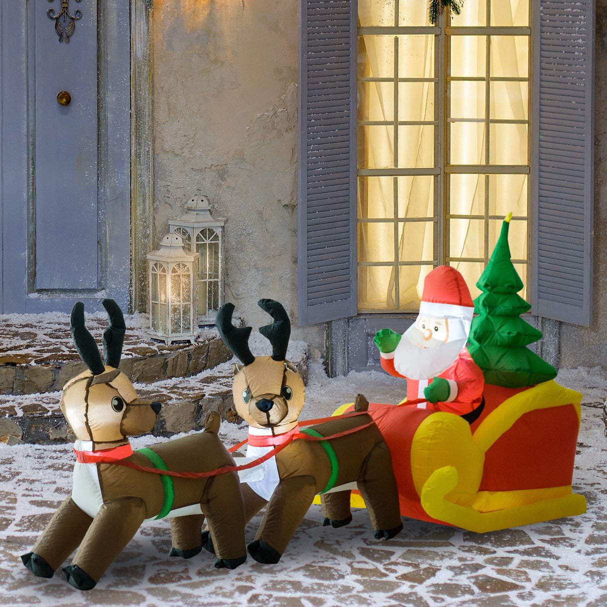 easycomfort easycomfort gonfiabile di babbo natale con slitta e renne autogonfiabile elettrico impermeabile e resistente lungo 2 3 metri