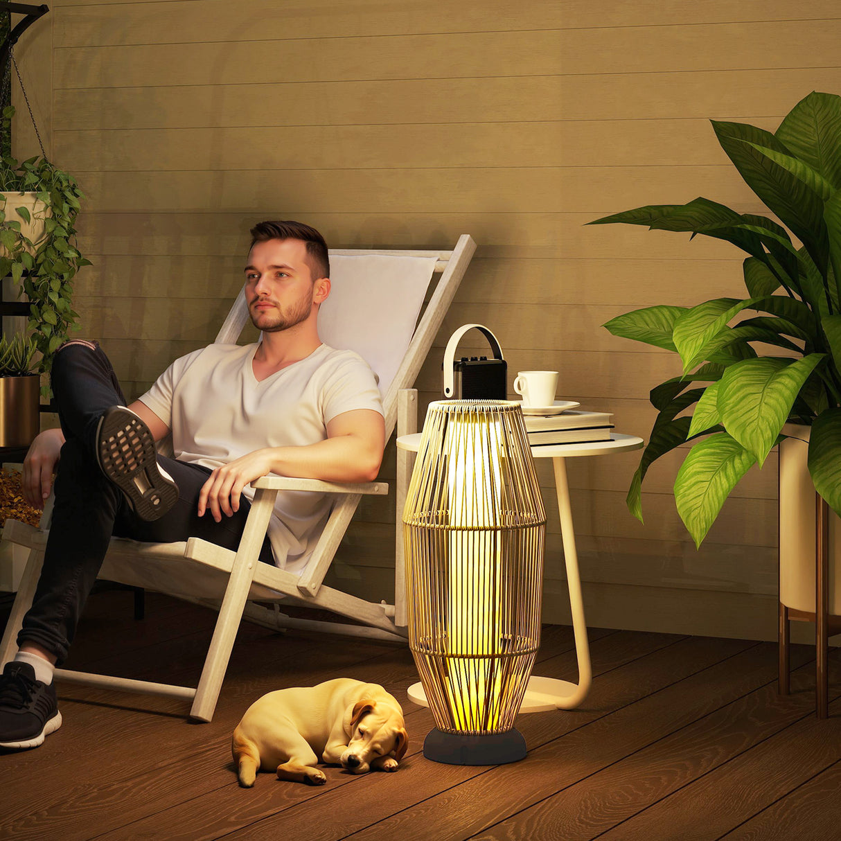 easycomfort easycomfort lampada solare da giardino con illuminazione led in pe rattan e acciaio 26x72 cm grigio