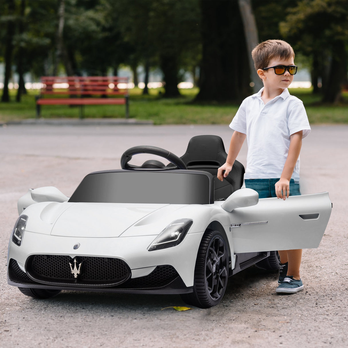 easycomfort easycomfort macchina per bambini 3 6 anni con guida manuale e musica integrata auto maserati mc20 con telecomando e led 3 5 kmh bianco