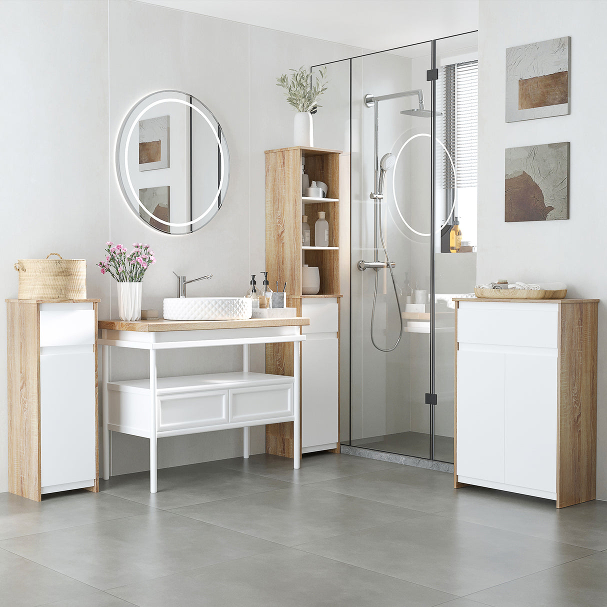 easycomfort easycomfort mobile bagno con cassetto e armadietto con ripiano regolabile interno in mdf 32 6x30x90 cm