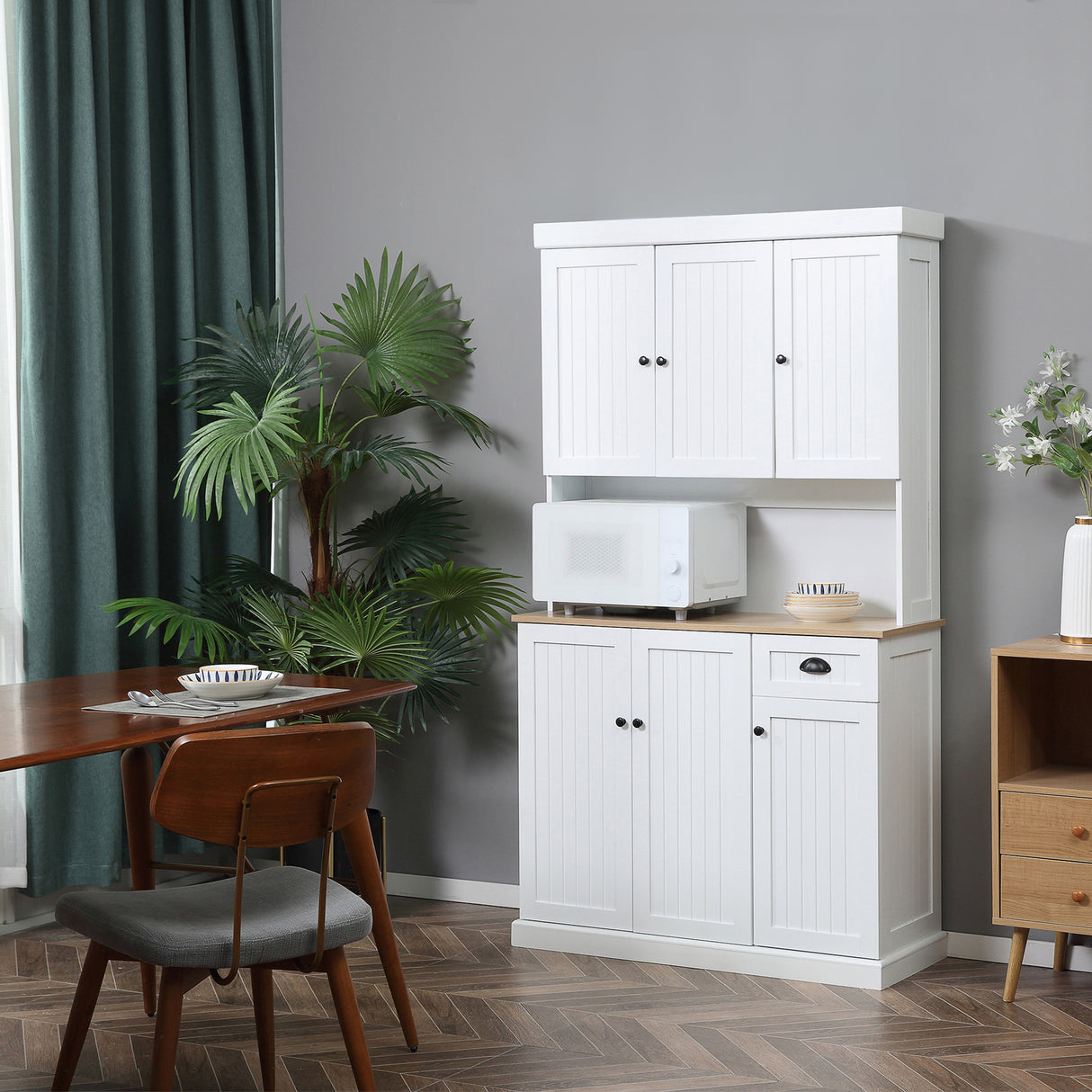easycomfort easycomfort mobile dispensa cucina in legno con armadietti e cassetto stile country 101x39x180cm bianco