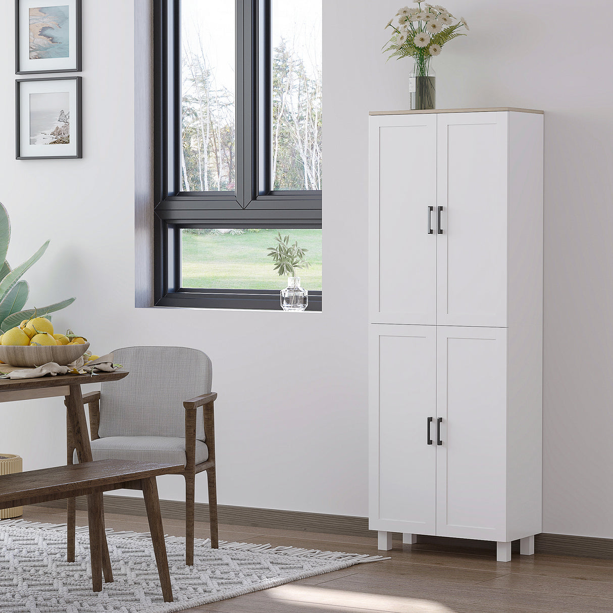 easycomfort easycomfort mobile dispensa da cucina in legno con 5 ripiani regolabili e 4 ante 60x30x170 5 cm bianco e color legno