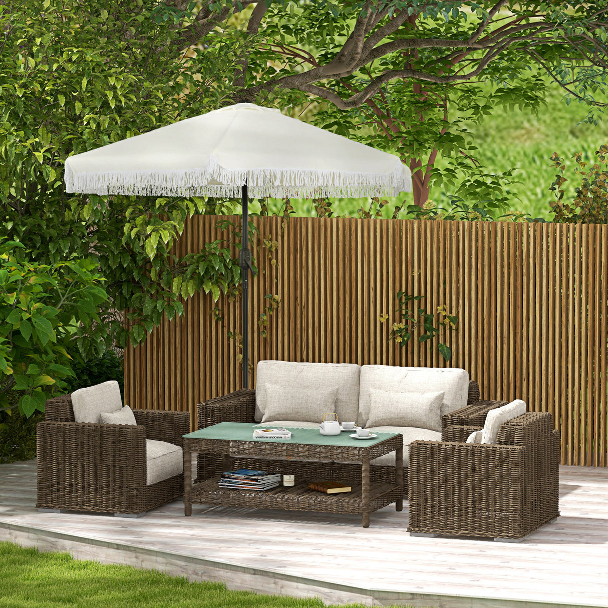 easycomfort easycomfort ombrellone da giardino 2 3x2 2m inclinabile con palo centrale e manovella crema