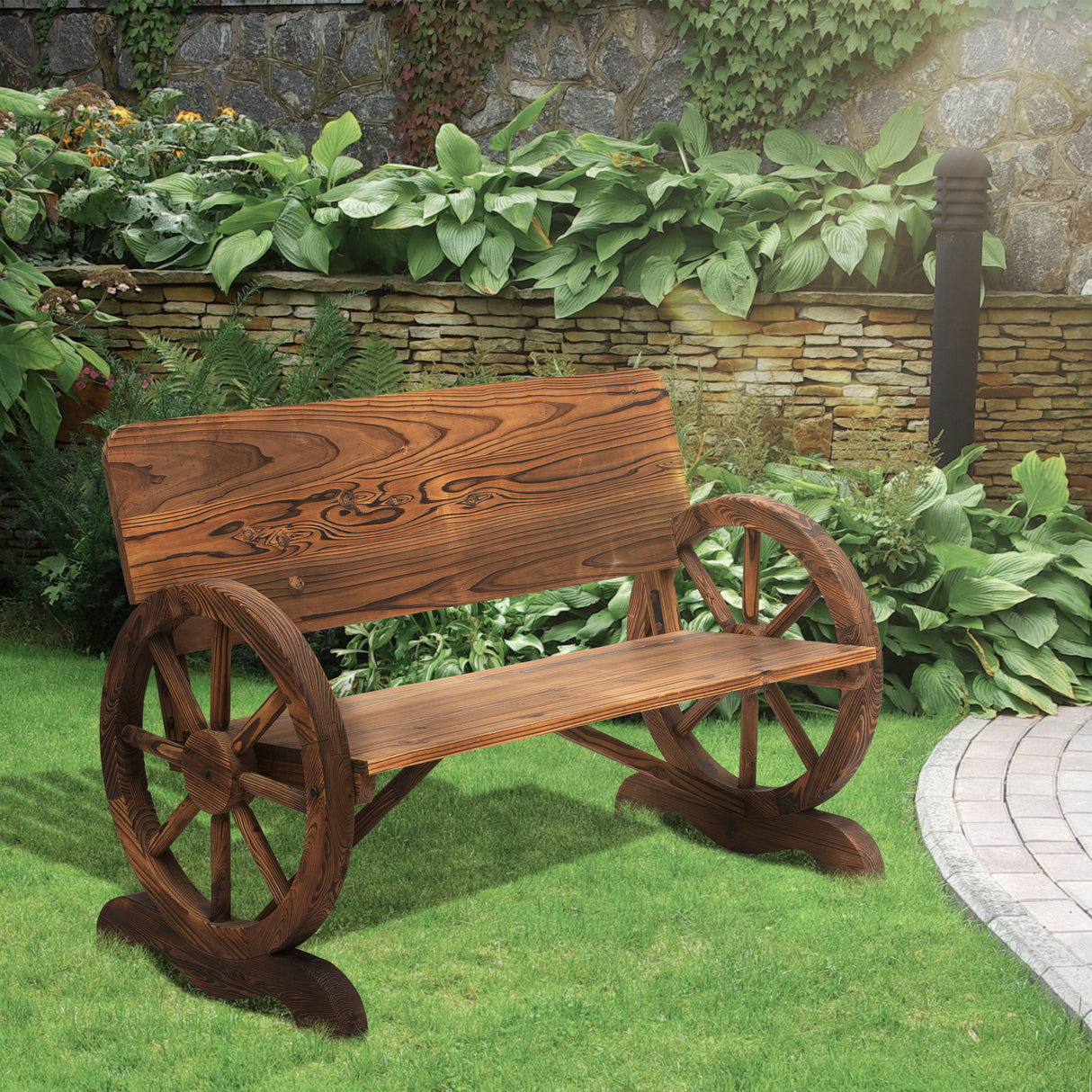 easycomfort easycomfort panca da giardino 2 posti con schienale alto in legno di abete 114x58x80 cm marrone