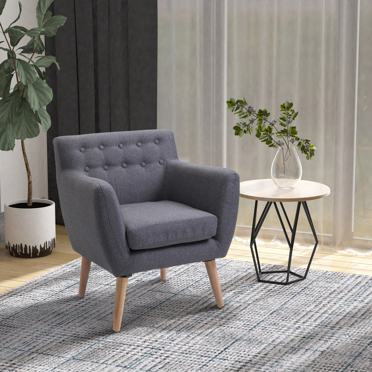 easycomfort easycomfort poltrona imbottita moderna poltroncina da camera soggiorno con braccioli tessuto legno 68 58 5 76cm grigio chiaro ean 8055776915784