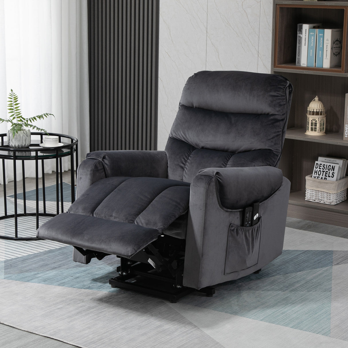 easycomfort easycomfort poltrona relax reclinabile a 135 massaggiante e alzapersona con telecomando 79x97x103cm grigio