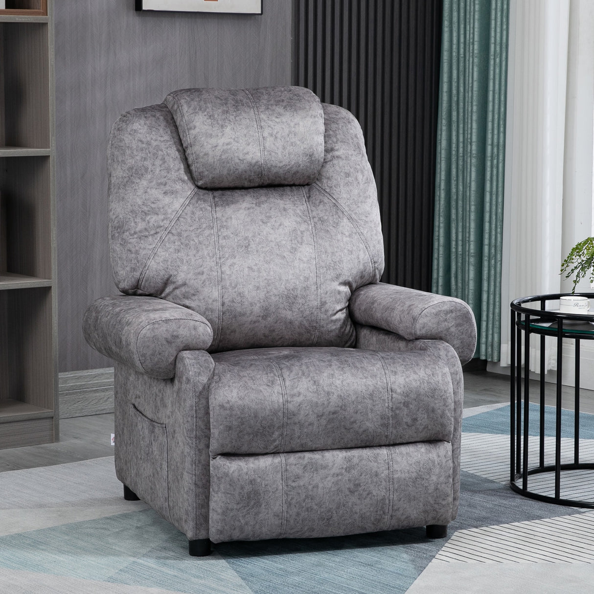 easycomfort easycomfort poltrona relax reclinabile manualmente in tessuto con imbottitura extra grigio