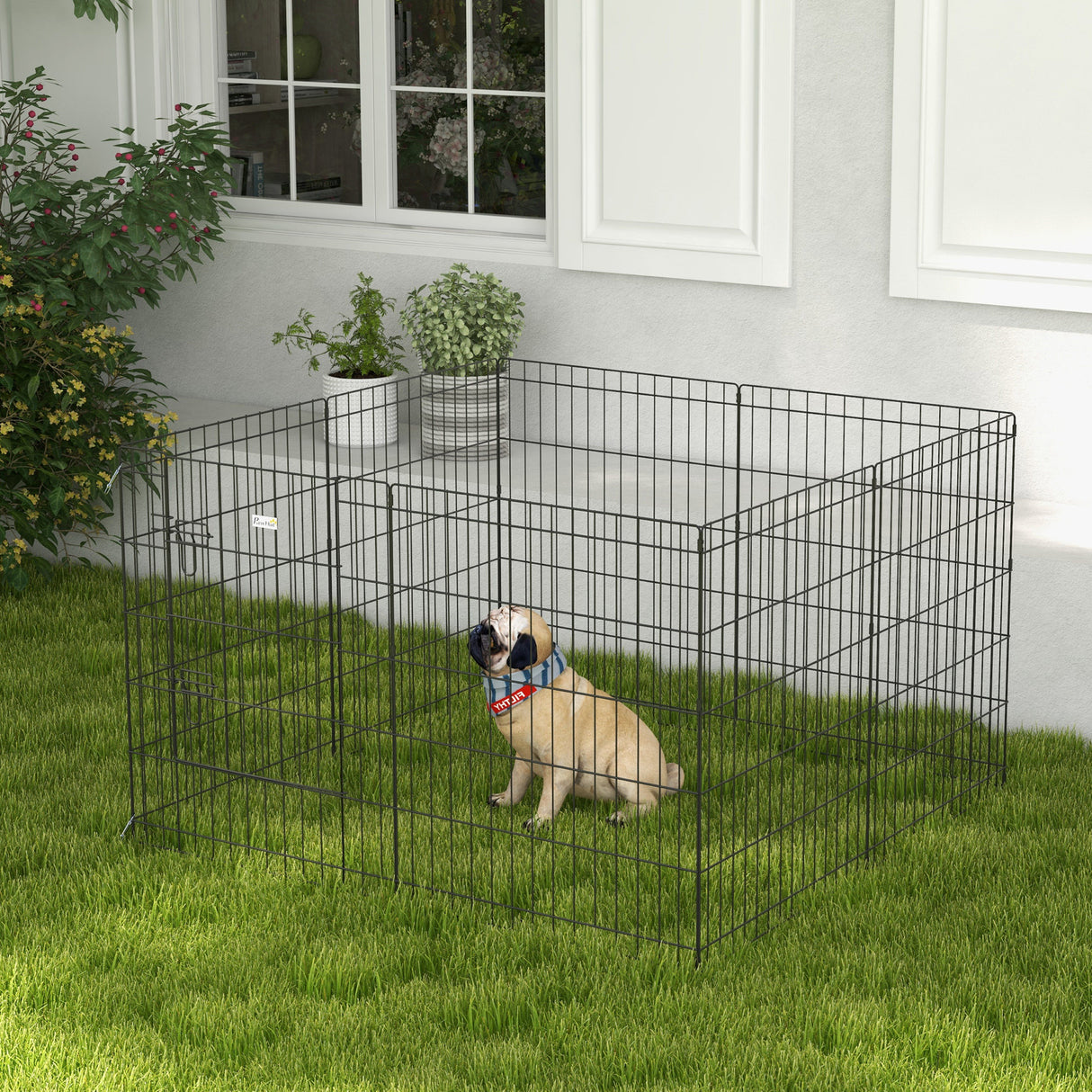 easycomfort easycomfort recinto per cani e cuccioli box per animali da 8 pezzi in filo di ferro 76 x 61cm nero