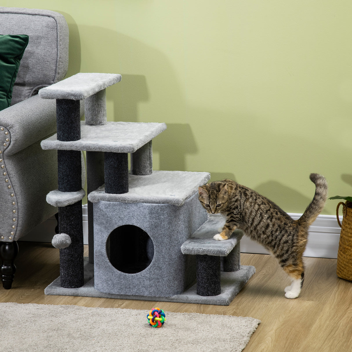 easycomfort easycomfort scaletta per cani con gradino rimovibile pallina e area interna in truciolato 60x40x66 cm grigio