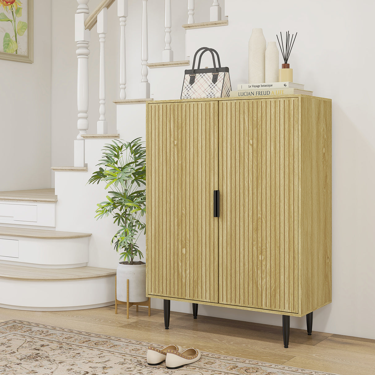 easycomfort easycomfort scarpiera salvaspazio per 15 paia di scarpe con 4 ripiani regolabili 80x38x110cm rovere