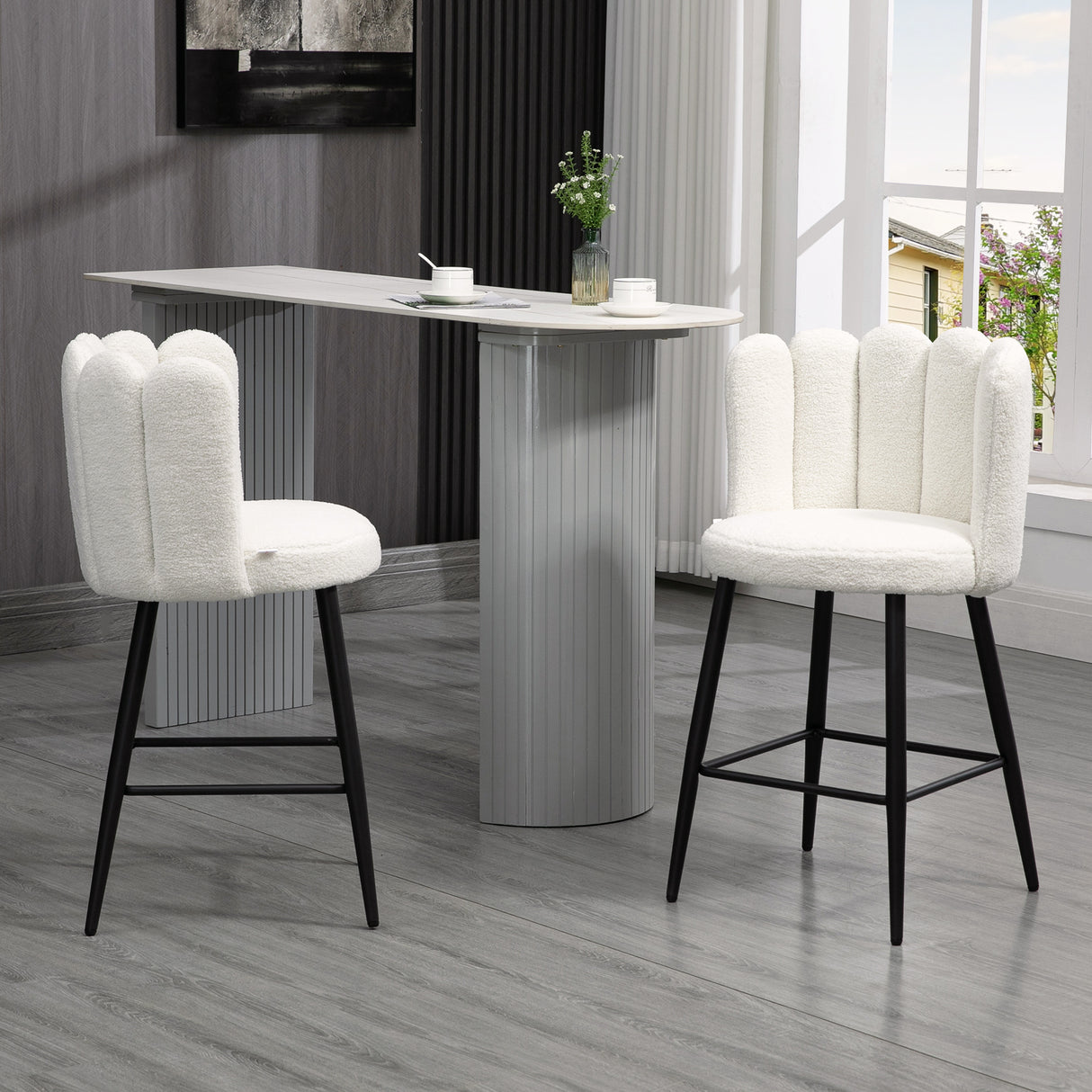 easycomfort easycomfort sgabelli da cucina set 2 pz in poliestere acciaio e gommapiuma con poggiapiedi regolabile 52x53x93 cm