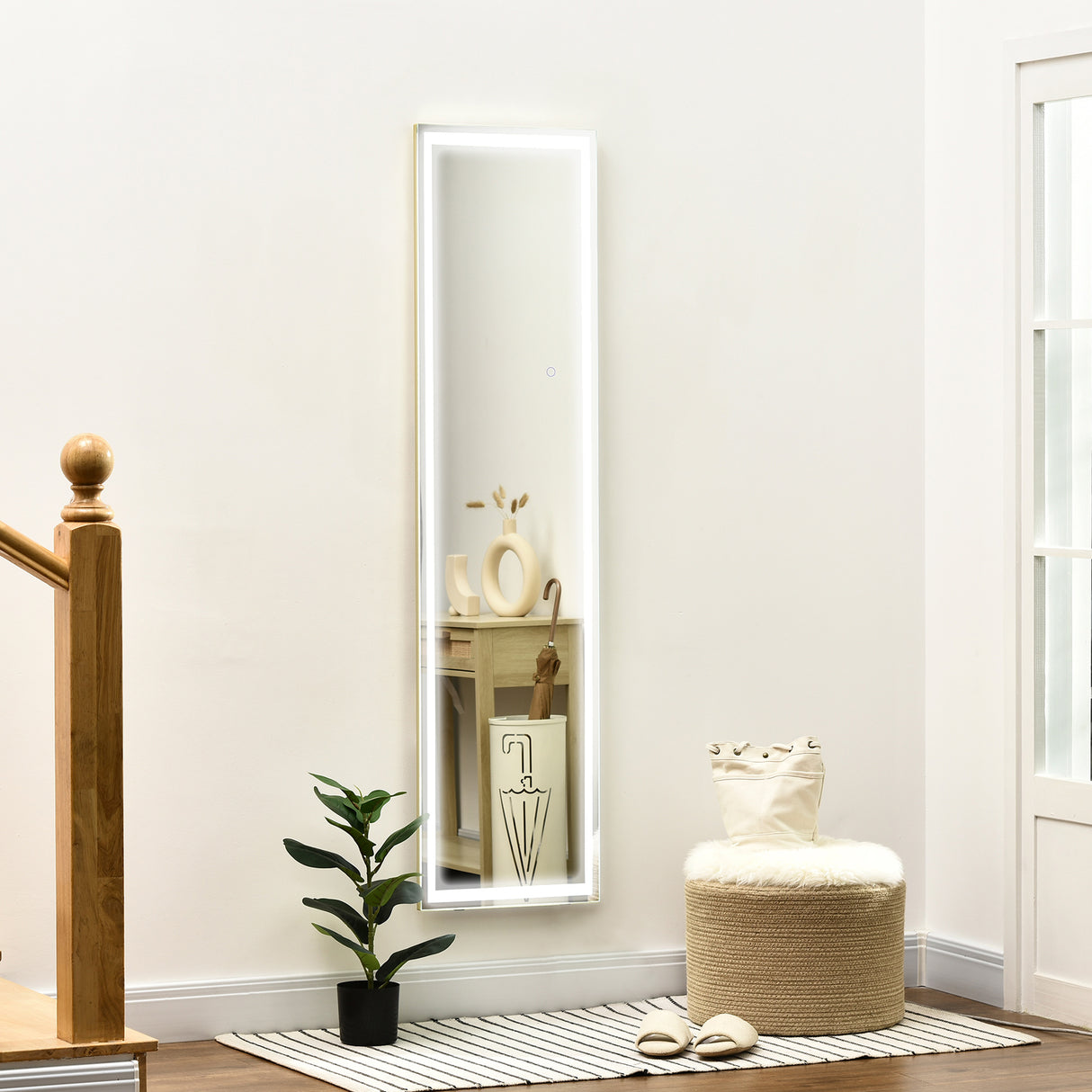 easycomfort easycomfort specchio da terra e da parete con luce led regolabile e telecomando 40x37x156 5cm