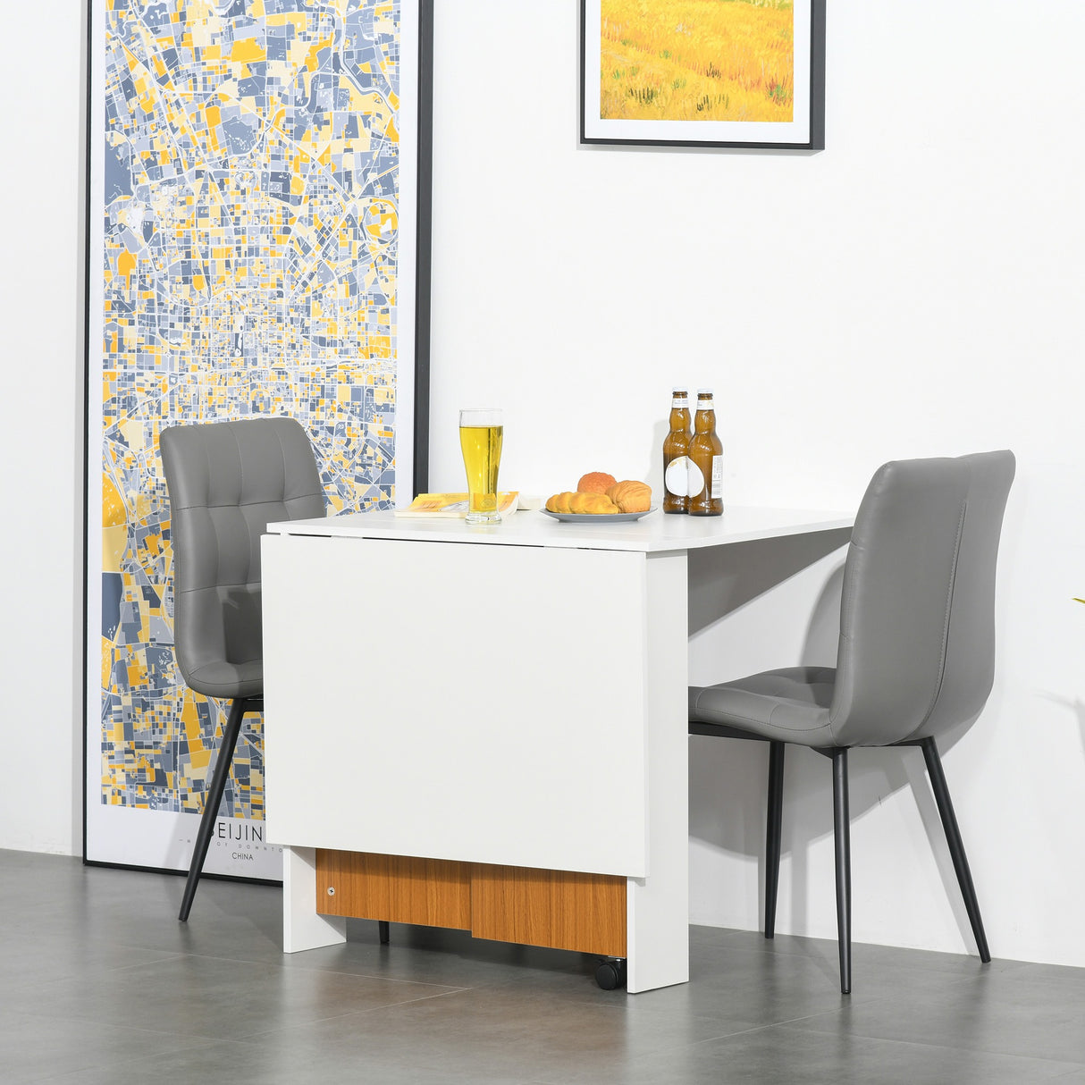 easycomfort easycomfort tavolo da pranzo allungabile design moderno tavolo pieghevole salvaspazio con ruote 120 80 73cm ean 8054111846424