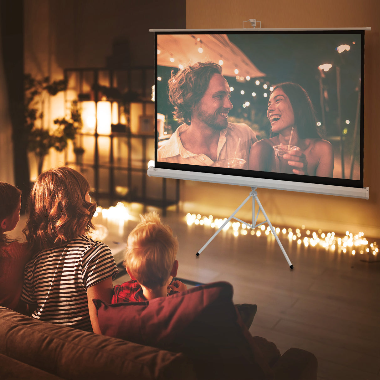 easycomfort easycomfort telo proiettore da 84 pollici con treppiede regolabile in plastica e metallo 200x8x118 cm bianco