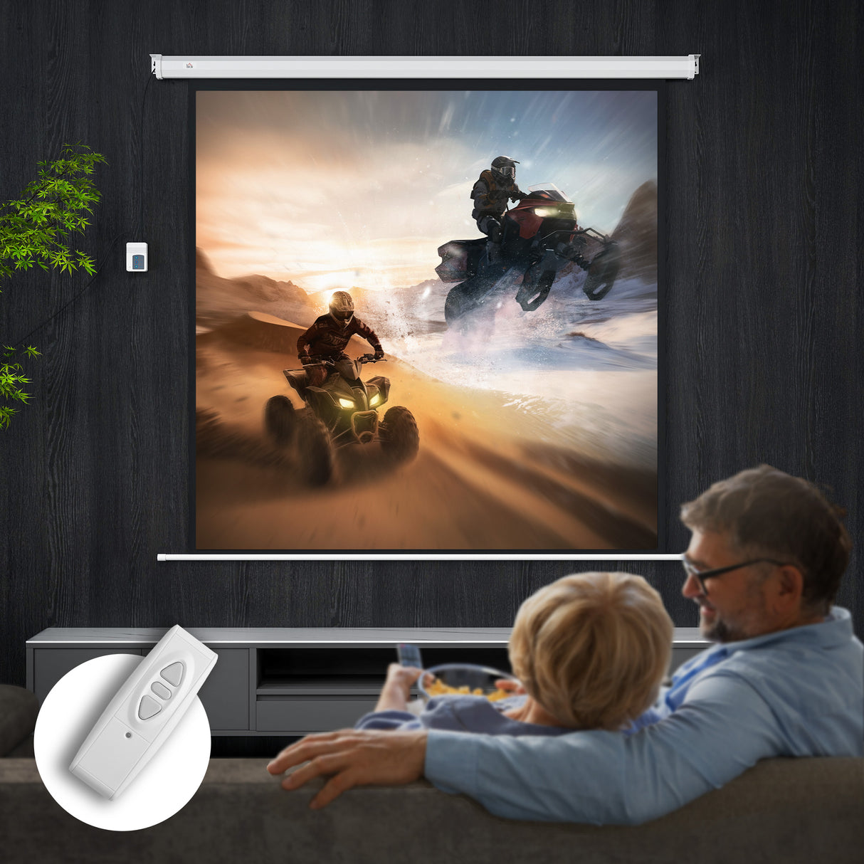 easycomfort easycomfort telo proiettore motorizzato da 92 pollici con telecomando in plastica e metallo 189 5x8x189 5 cm bianco