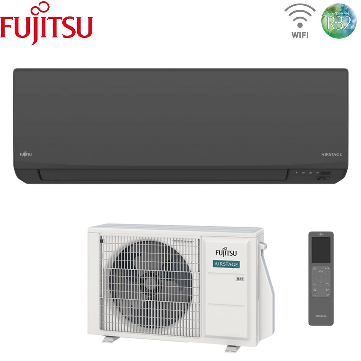 fujitsu condizionatore fujitsu kj black 12000 btu aseh12kjcalb r 32 wi fi integrato