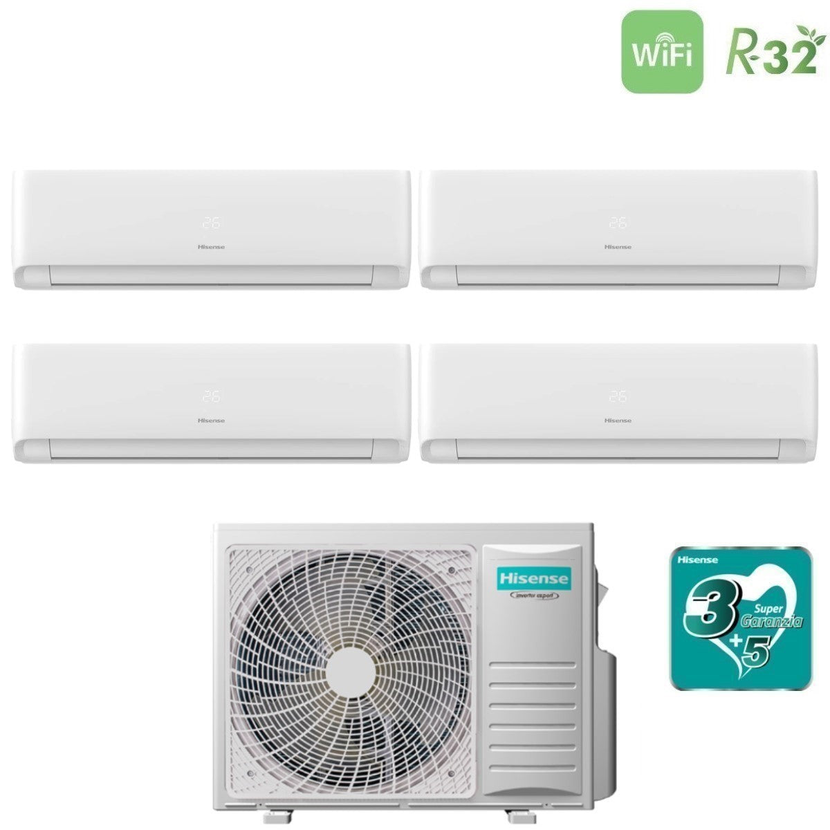 hisense climatizzatore condizionatore hisense quadri split inverter serie ecosense 99912 con 4amw81u4rjc r 32 wi fi integrato 90009000900012000