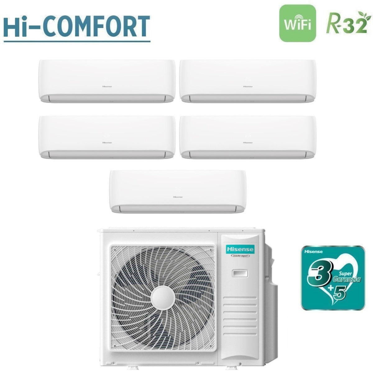 hisense condizionatore hisense penta split hi comfort 77799 con 5amw105u4rqc r 32 wi fi integrato