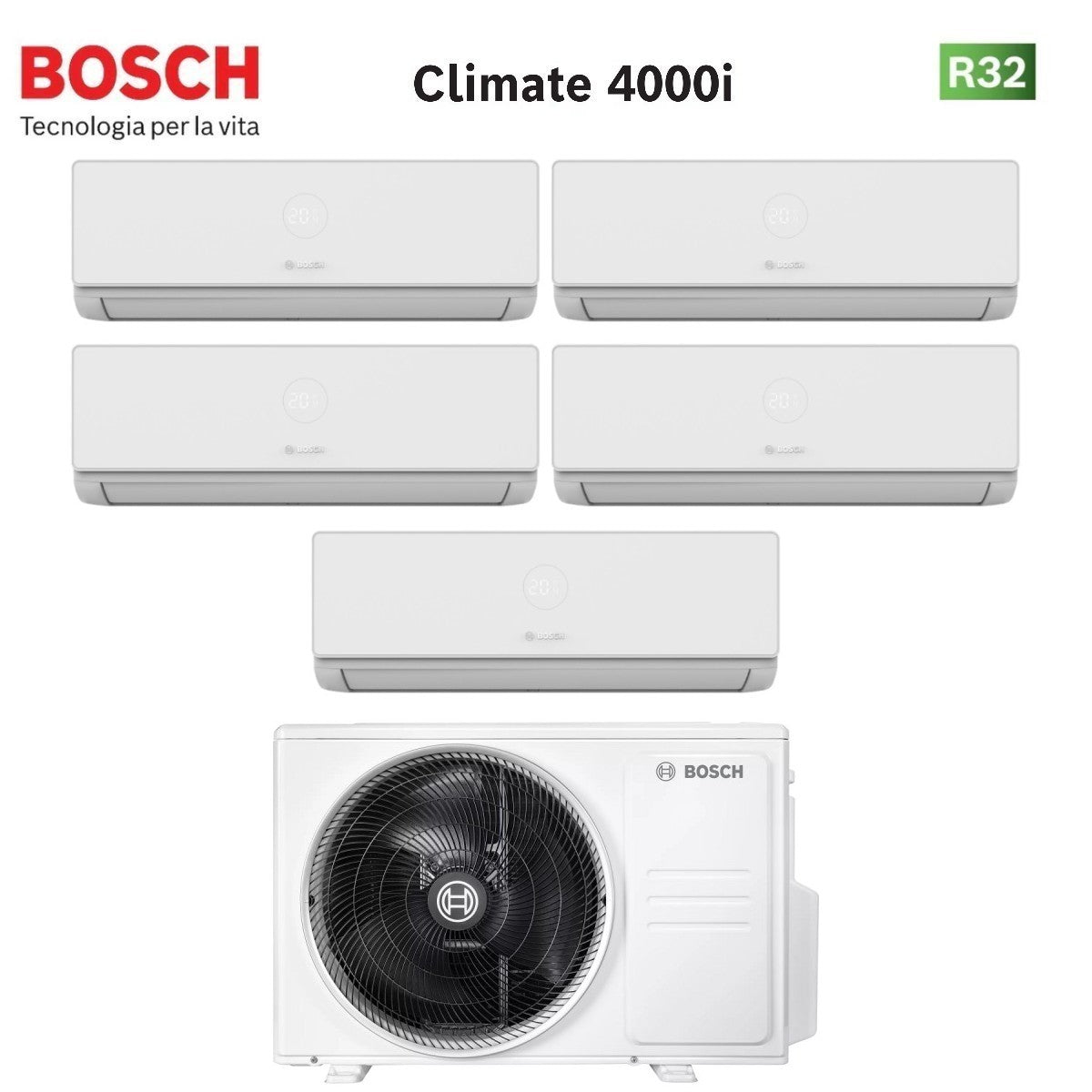 junkers bosch condizionatore penta split bosch climate 4000i 99121212 con 5000m 1255 e r 32 wi fi optional