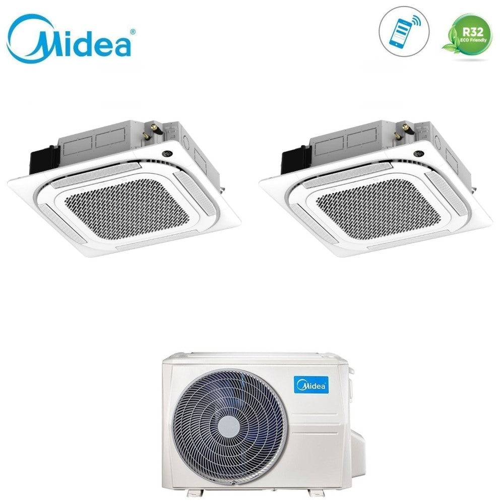 midea condizionatore dual split a cassetta midea 1212 con m3og 21hfn8 r 32 wi fi optional con telecomando e griglia