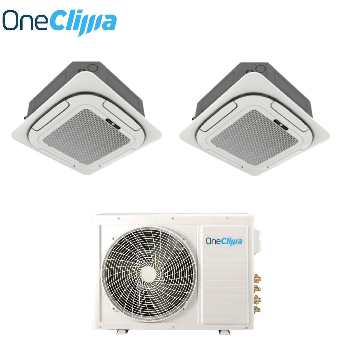oneclima condizionatore oneclima dual split cassetta 4 vie 1818 con mlt27x3y24 r 32 wi fi optional griglia inclusa e telecomando di serie