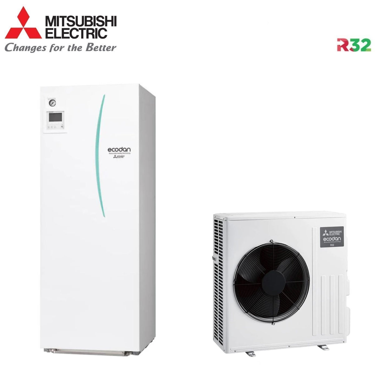 pompa di calore aria acqua mitsubishi electric split hydrotank reversibile erst20d vm2d accumulo 200 lt unita esterna ecodan e suz swm40va 5 6 kw r 32