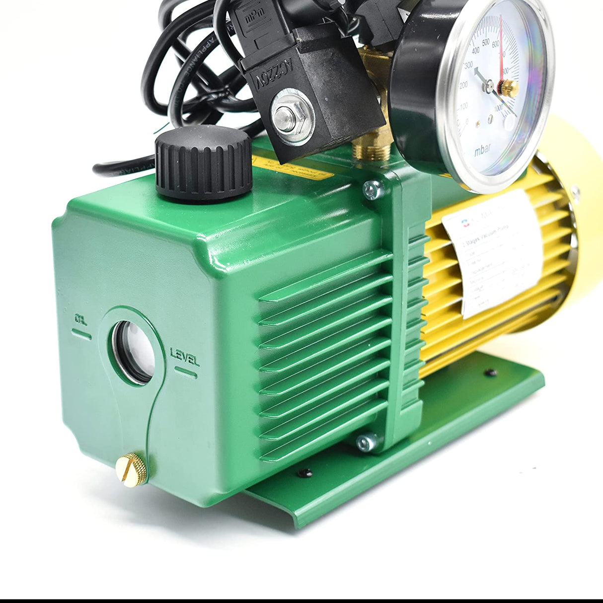 pompa vuoto bistadio klimaline con vacuometro e valvola solenoide per impianti gas hfo r32 r410 r1234yf 50 l min motore antideflagrante per condizionamento climatizzatore