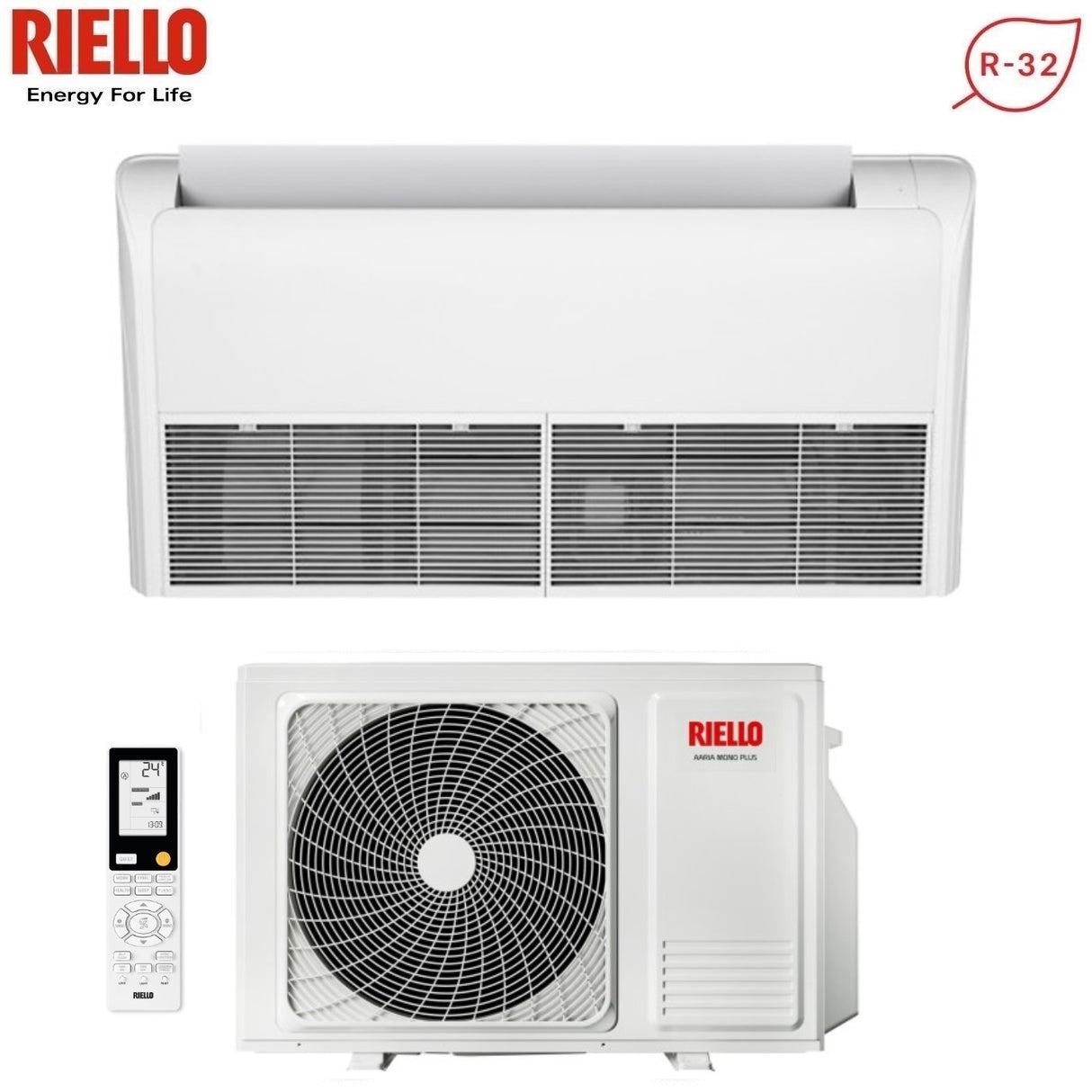 riello condizionatore soffittopavimento riello 12000 btu aaria mono plus i ams 35 p r 32 con telecomando infrarossi