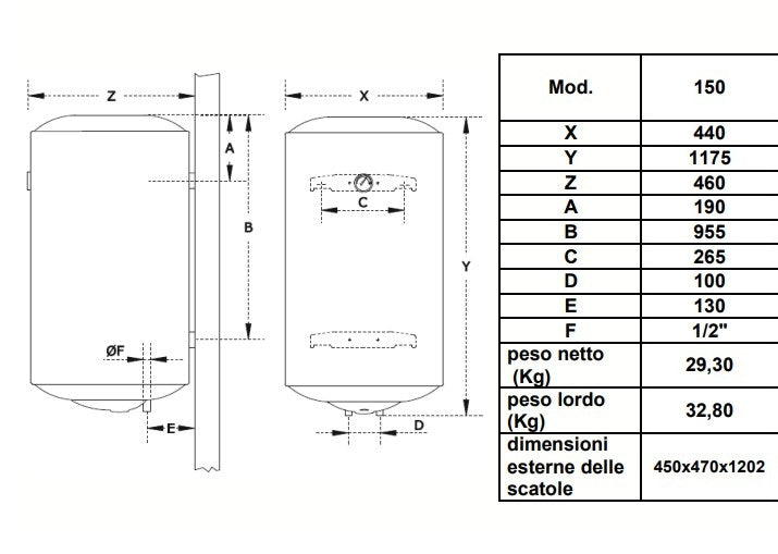 scaldabagno scaldacqua elettrico isea swing 150 litri ve verticale 2 anni di garanzia gruppo ferroli