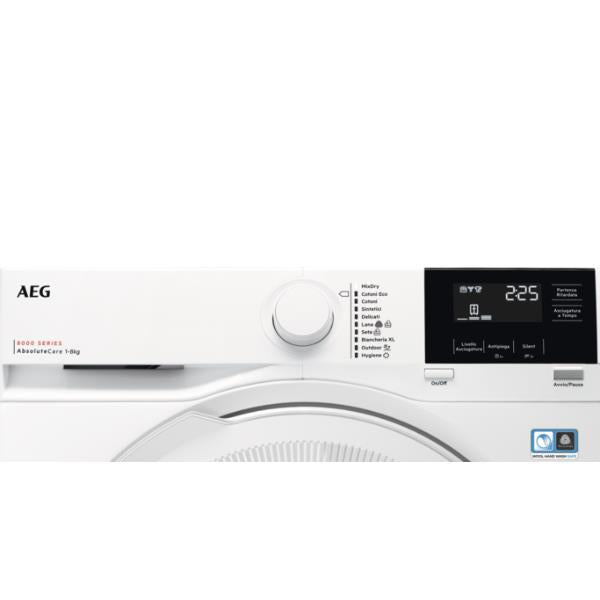 asciugatrice a pompa di calore 8 kg aeg tr8g83gw serie 8000 absolutecare mixdry hygiene sensidry a85xl59 6xp63 8 classe a+++