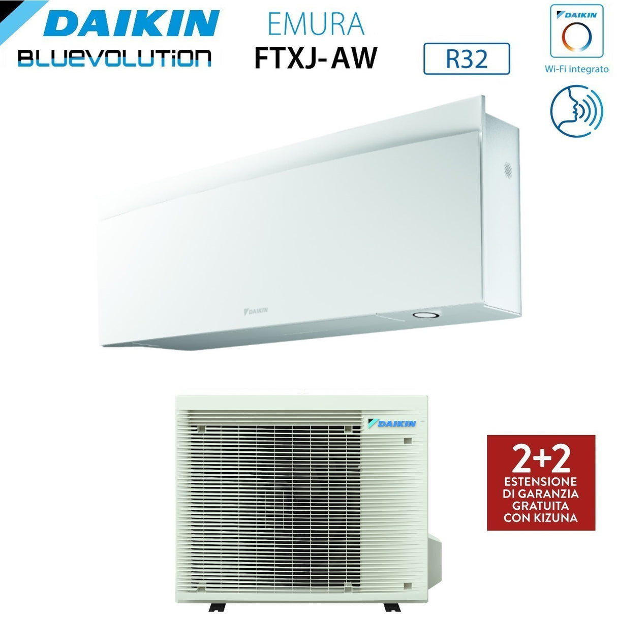 climatizzatore condizionatore daikin bluevolution inverter serie emura white 18000 btu ftxj50aw r 32 wi fi integrato classe a__ garanzia italiana novita