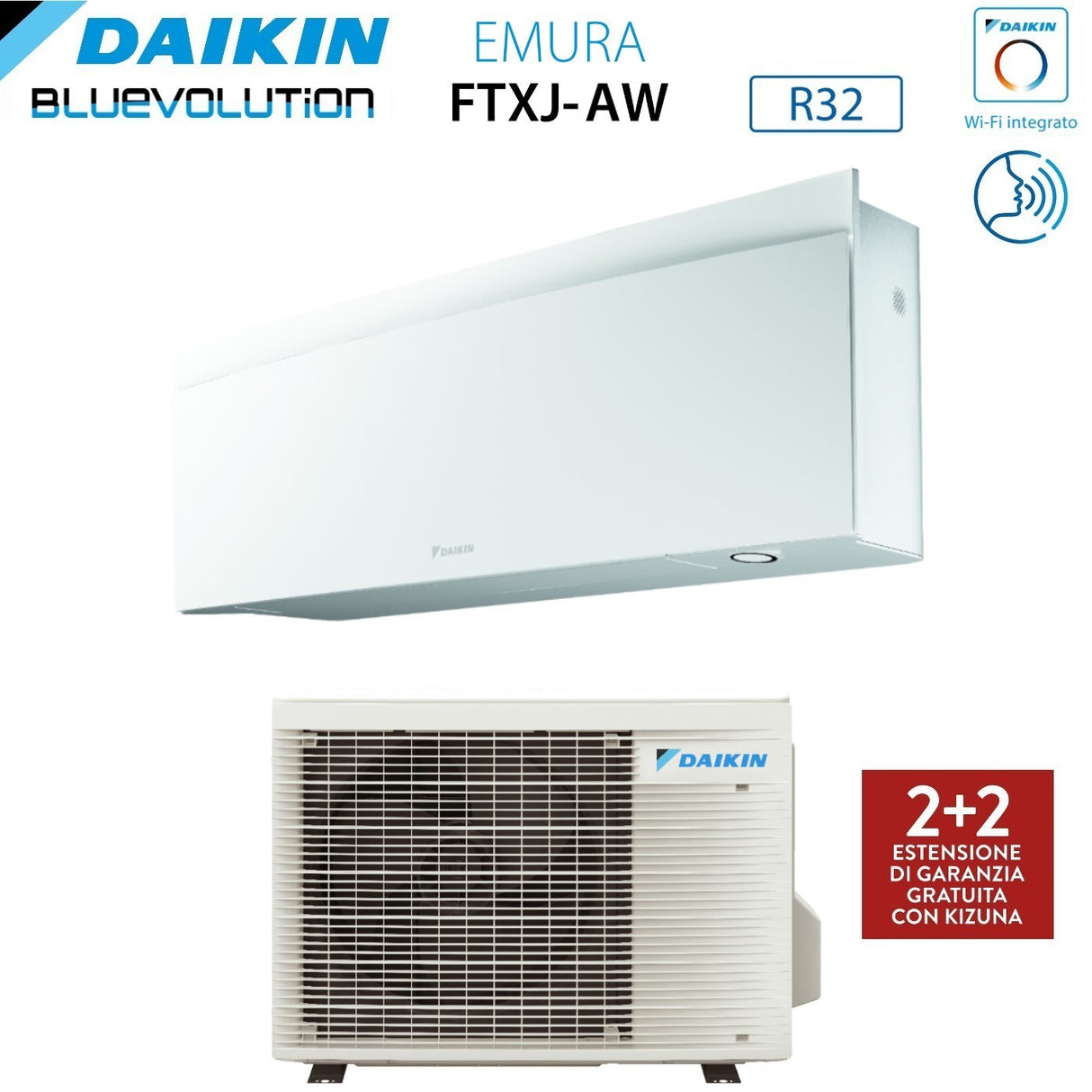 climatizzatore condizionatore daikin bluevolution inverter serie emura white iii 7000 btu ftxj20aw r 32 wi fi integrato classe a___ garanzia italiana