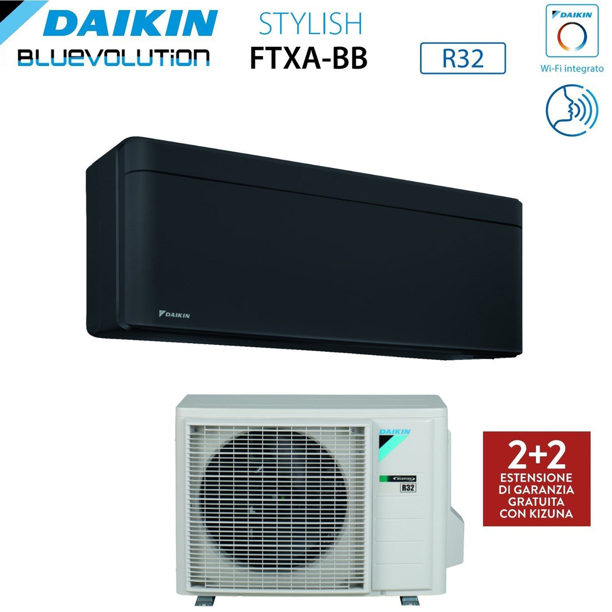 climatizzatore condizionatore daikin bluevolution inverter serie stylish total black 9000 btu ftxa25bb r 32 wi fi integrato classe a___ nero novita 2020