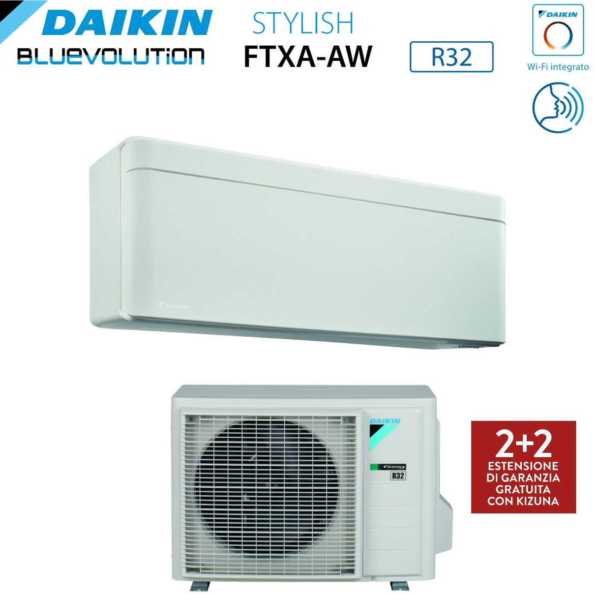 climatizzatore condizionatore daikin bluevolution inverter serie stylish white 7000 btu ftxa20aw r 32 wi fi classe a___ bianco new 2018