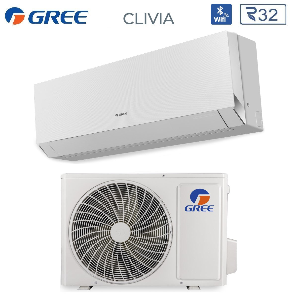 climatizzatore condizionatore gree inverter serie clivia white 12000 btu gwh12aucxb k6dna1a i r 32 wi fi integrato a__ a_ colore bianco