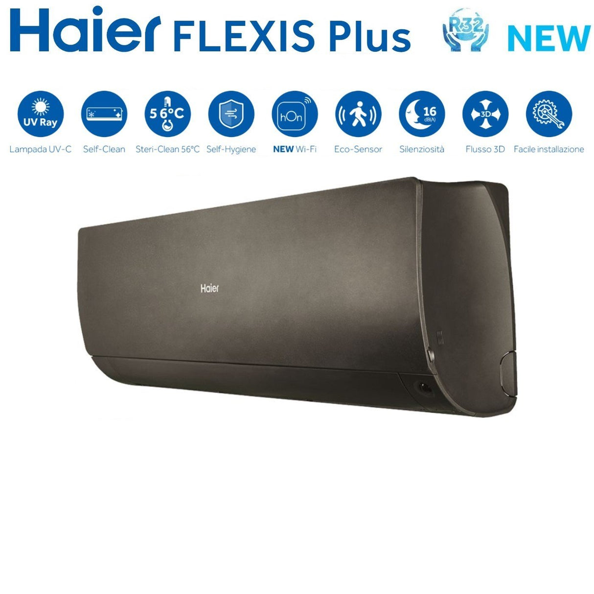 climatizzatore condizionatore haier quadri split inverter serie flexis plus black 9_9_9_12 con 4u85s2sr3fa r 32 wi fi integrato colore nero 9000_9000_9000_12000