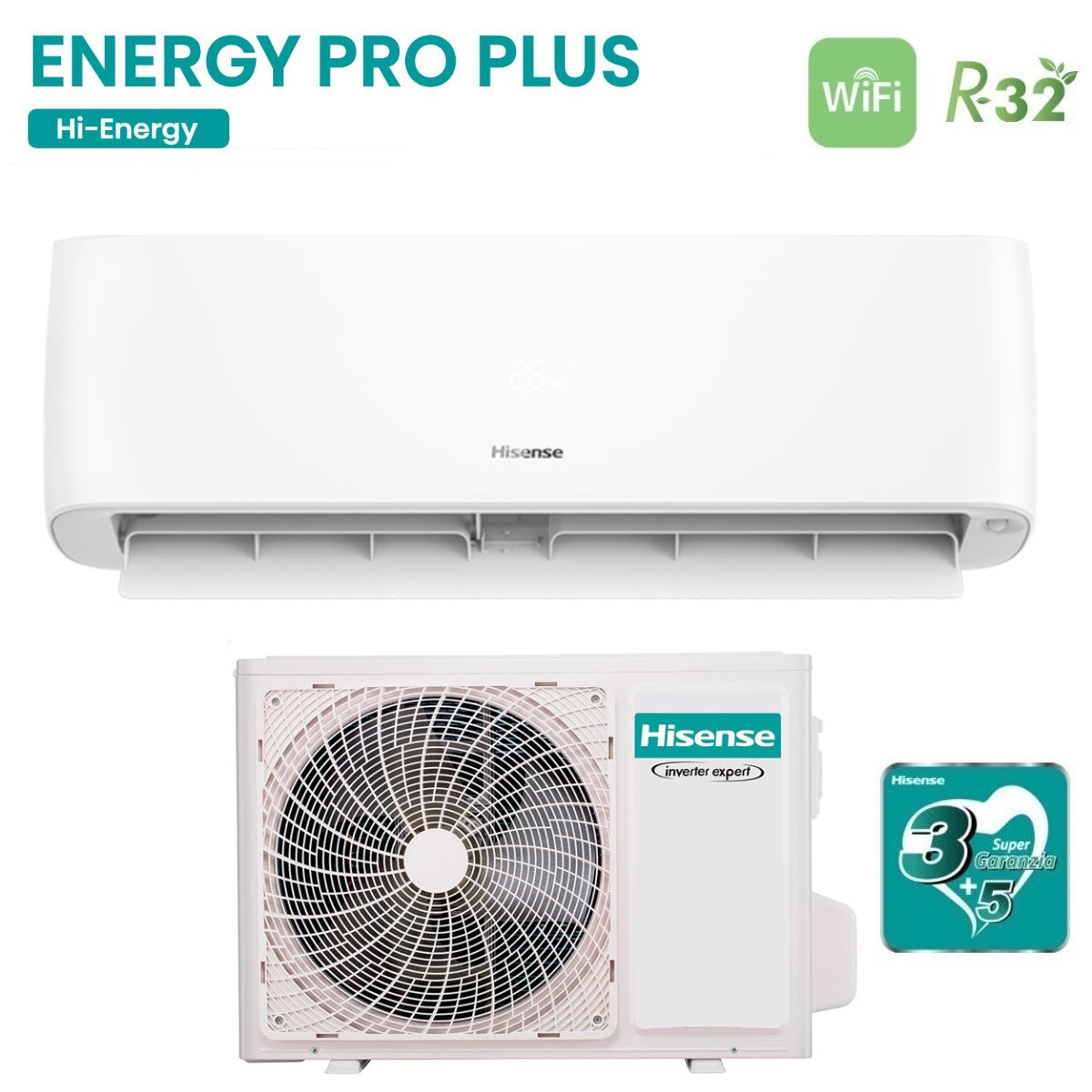 climatizzatore condizionatore hisense inverter serie hi energy 9000 btu qe25xv2ag r 32 wi fi integrato classe a___ a___ novita
