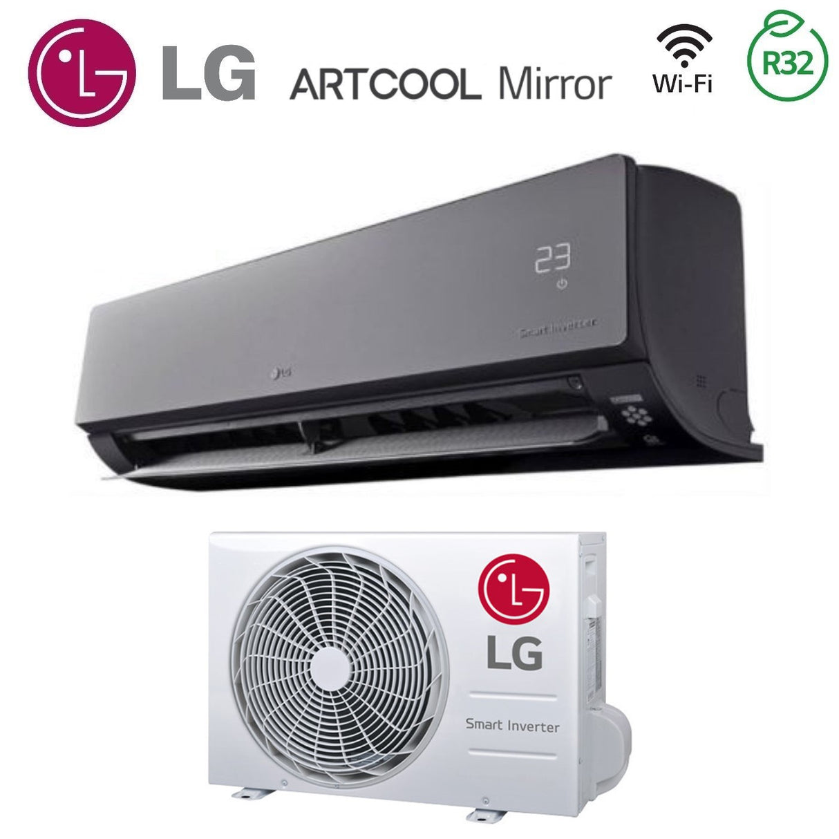 climatizzatore condizionatore lg inverter serie artcool mirror 12000 btu ac12bk r 32 wi fi integrato uv nano voice control classe a__ a_