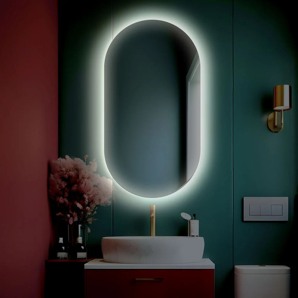 divina garden specchio da bagno ovale retroilluminato reversibile olivia led 50x100 ean 8056157809517