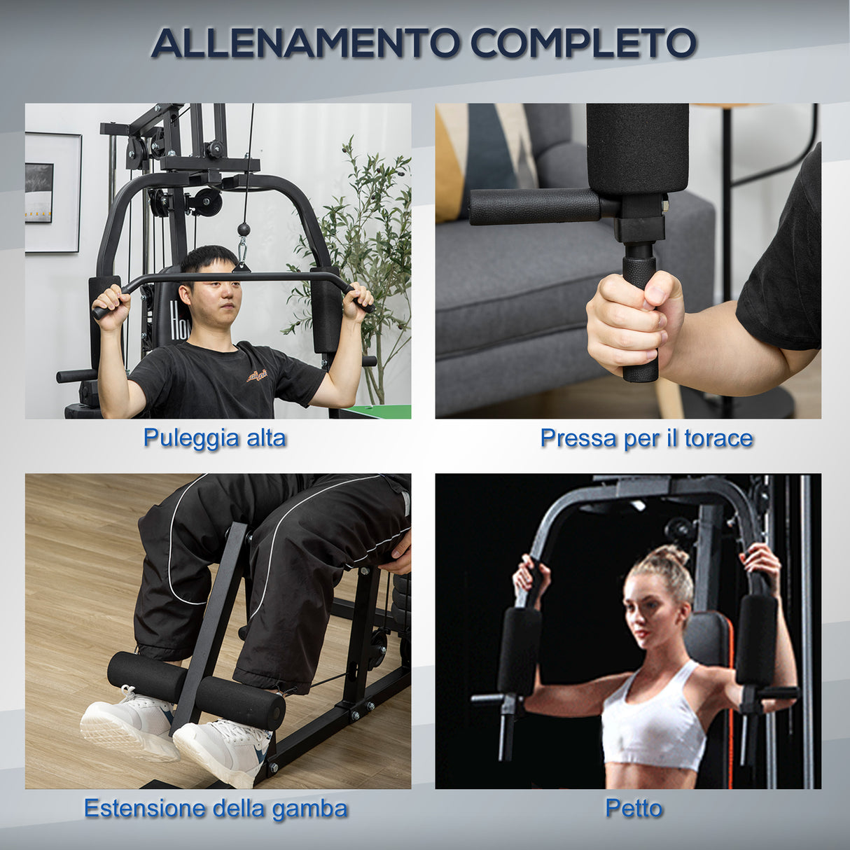 easycomfort area occasioni 2302 easycomfort stazione fitness con pesi da 45kg per allenamento a casa 135x103x210cm nero