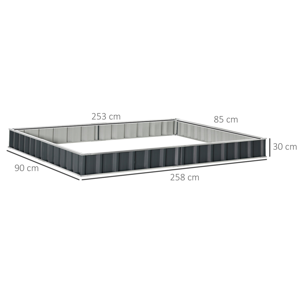 easycomfort easycomfort aiuola rialzata modulabile r senza fondo in acciaio zincato 258x90x30 cm grigio scuro