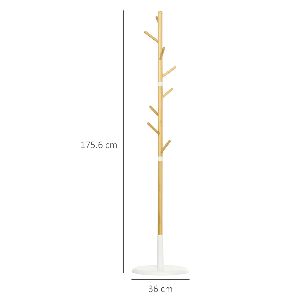 easycomfort easycomfort albero appendiabiti a 8 ganci con base rotonda in bambu legno e metallo 37 8x175 6 cm color legno e bianco