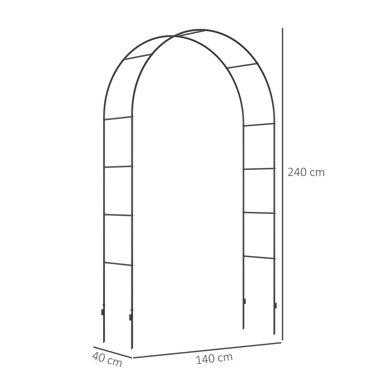 easycomfort easycomfort arco per rampicanti in metallo per giardino ed esterni 140x40x240cm nero