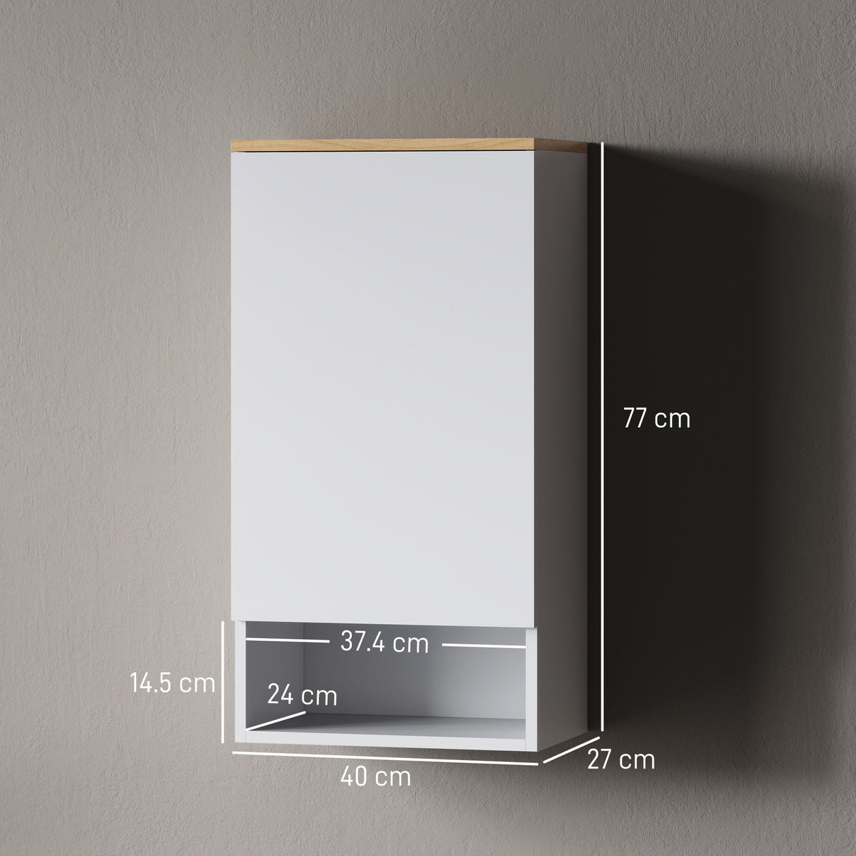 easycomfort easycomfort armadietto bagno a muro con mensole regolabili e ripiano aperto in legno e mdf 40x27x77 cm bianco