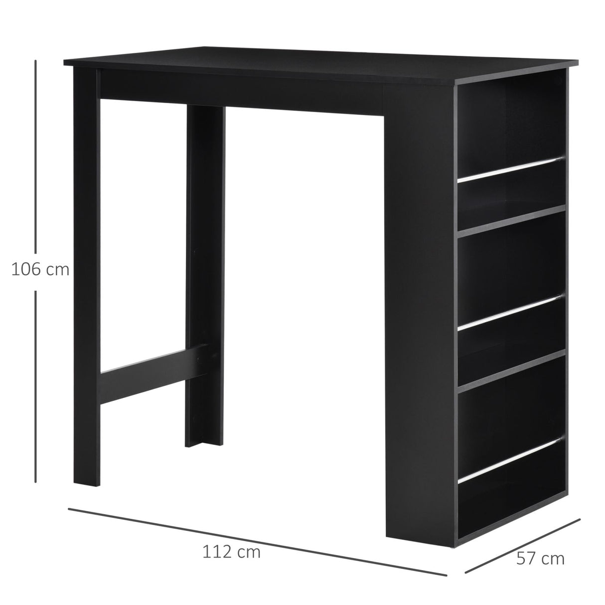 easycomfort easycomfort bancone da cucina tavolo alto con 3 mensole in legno tavolo da bar cucina arredamento moderno casa e bar 112x57x106cm nero