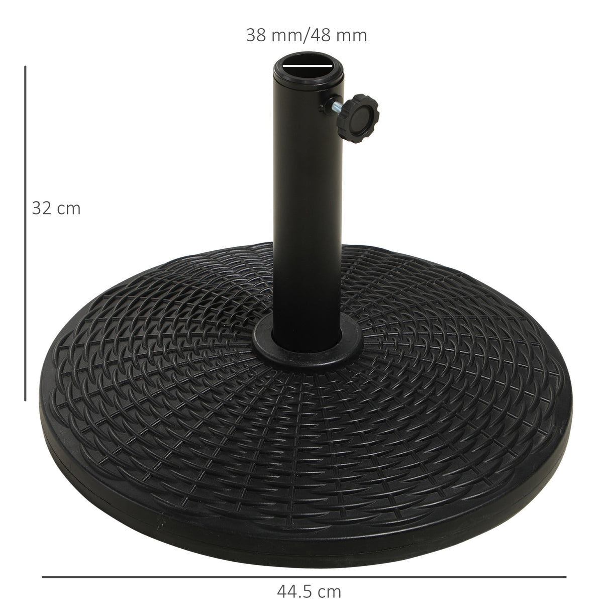 easycomfort easycomfort base per ombrellone rotonda effetto rattan da 12 5kg supporto per pali da 38mm e 48mm 44 5 cm nero