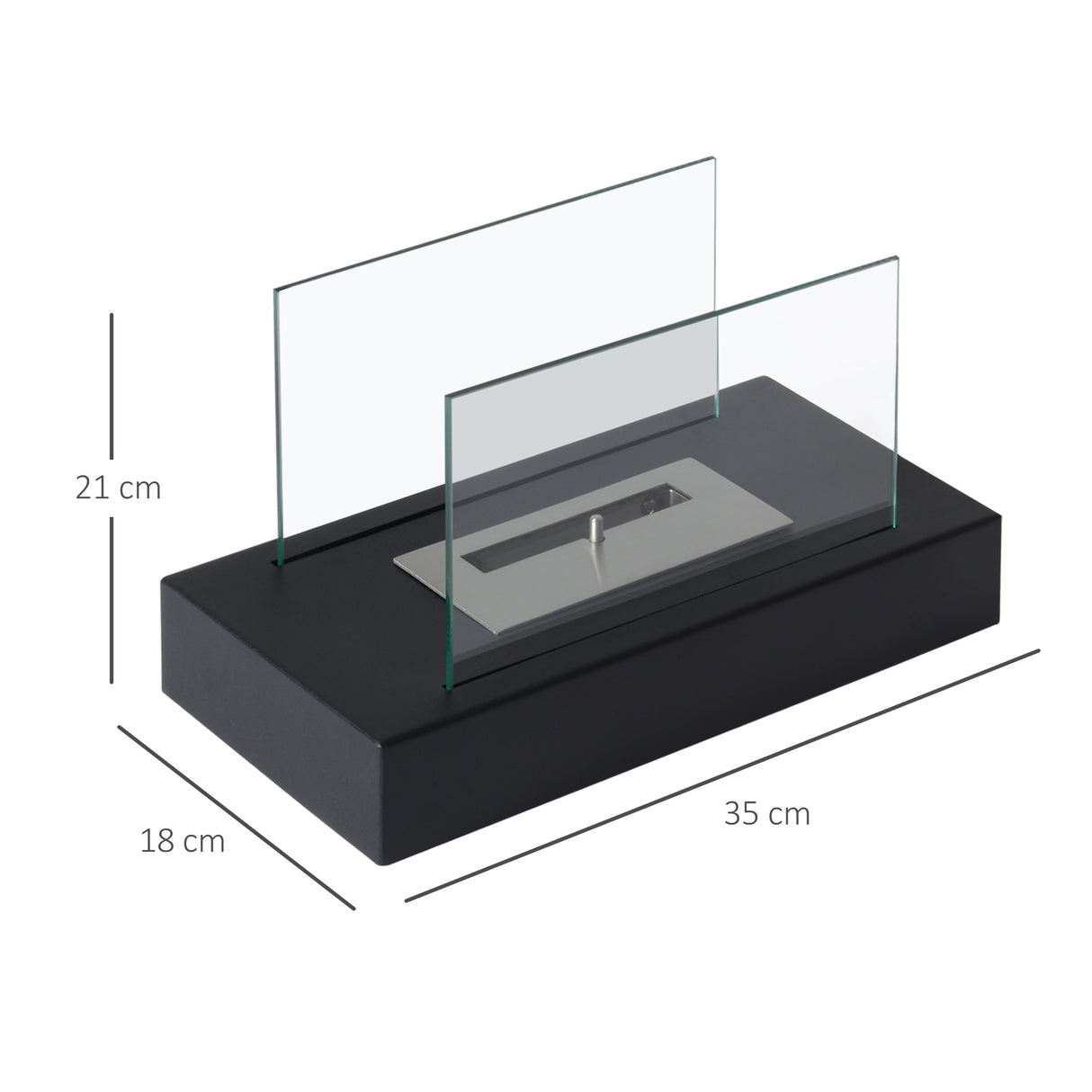 easycomfort easycomfort camino a bioetanolo da tavolo 830 w bruciatori senza residui inodore in acciaio inox con vetro 35x18x21 cm nero ean 8054111843300